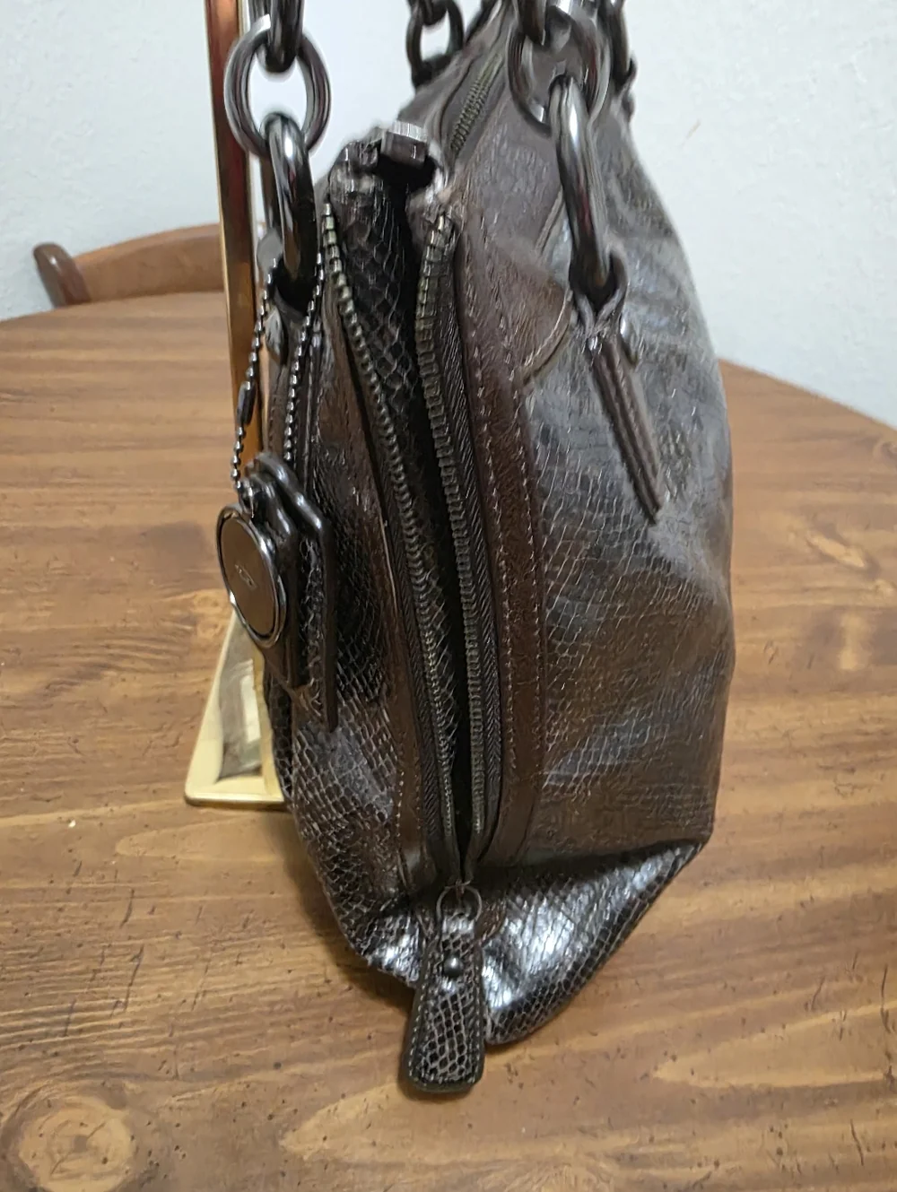 Coach Kristin ,black Python With Gunmetsl Hardware - Picture 4 of 16